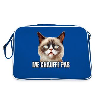 Cadeau Humour propriétaire chat me chauffe pas - Sac Retro - bleu/blanc - Dos
