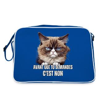 Cadeau Humour propriétaire chat memes sarcasme - Sac Retro - bleu/blanc - Dos