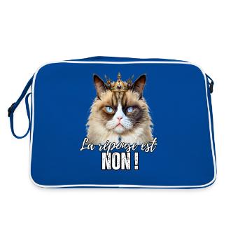 Cadeau Humour chat meme sarcasme c'est non ! - Sac Retro - bleu/blanc - Dos