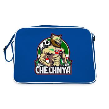 chechen borz, Chechnya Flag, chechen flag, chechen - Retro Tasche - Blau/Weiß - Hinten