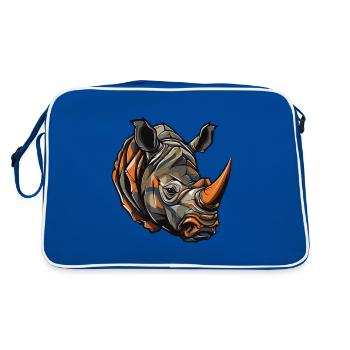Rhinoceros Head - Retro Bag - blue/white - Back