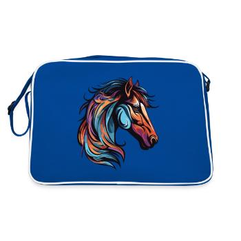 Pferd Kopf - Retro Tasche - Blau/Weiß - Hinten
