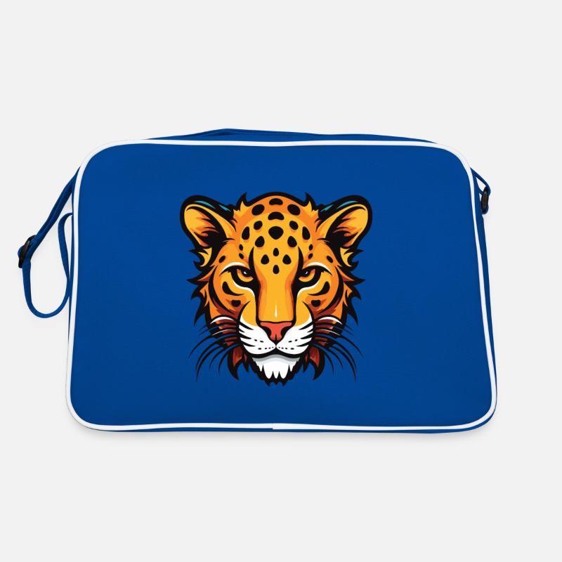 Gepard Kopf - Retro Tasche - Blau/Weiß
