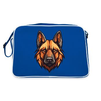 German Shepherd Dog Head - Retro Bag - blue/white - Back