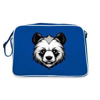 Panda Head - Retro Bag - blue/white - Back