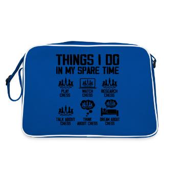 Things I Do In My Spare Time Funny Chess Player - Sac Retro - bleu/blanc - Dos