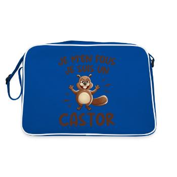 Je M'en Fous Je Suis Un Castor - Castor Doux - Sac Retro - bleu/blanc - Dos