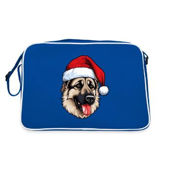German Shepherd Dog Portrait Christmas - Retro Bag - blue/white - Back