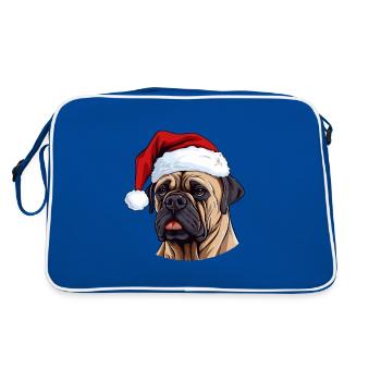 Portrait de Noël tête de chien Boerboel - Sac Retro - bleu/blanc - Dos