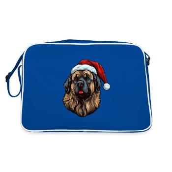 Portrait de Noël tête de chien Leonberger - Sac Retro - bleu/blanc - Dos