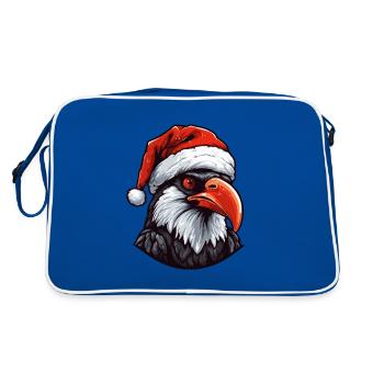 Crow Raven Christmas Animal Funny Xmas - Retro Bag - blue/white - Back