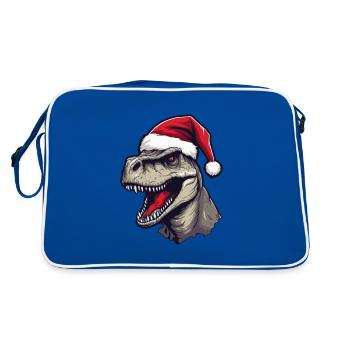 T-Rex Dinosaur Christmas Animal Portrait Xmas - Retro Bag - blue/white - Back
