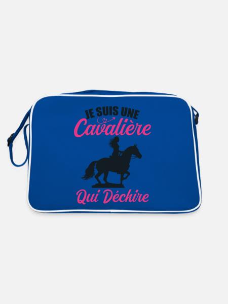 Je Suis Une Cavalière Qui Déchire Chevaux Cadeau - Sac Retro - bleu/blanc - Dos