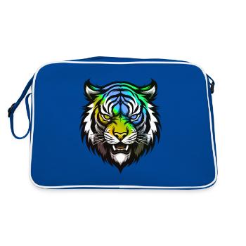 Tête de tigre colorée - Sac Retro - bleu/blanc - Dos