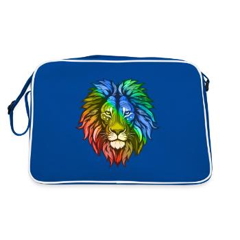 Lion Head Colorful - Retro Bag - blue/white - Back