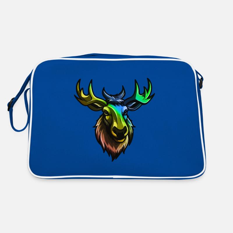 Elch Portrait Bunt Retro Tasche