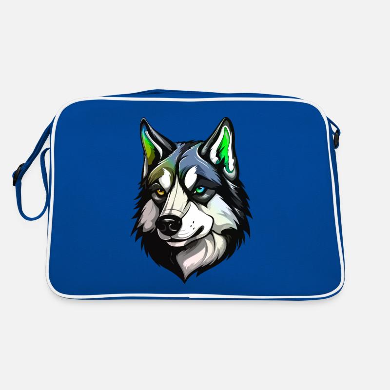 Husky Hund Kopf Bunt Retro Tasche