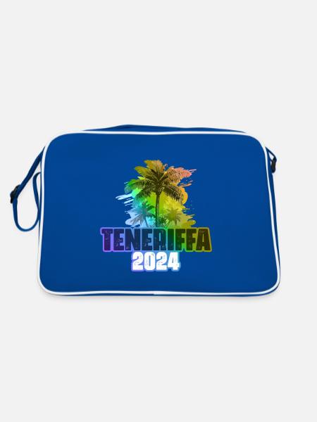 Tenerife 2024 Holiday Palm Trees Colorful - Retro Bag - blue/white - Back
