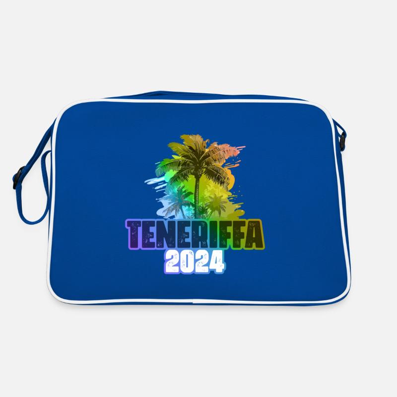 Teneriffa 2024 Urlaub Palmen Bunt Retro Tasche