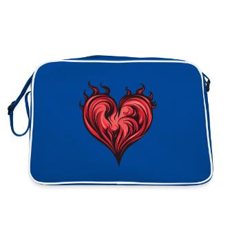 Coeur, Flamme, Feu, Amour - Sac Retro - bleu/blanc - Dos
