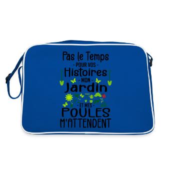 Jardin Poule Humour - Humour Jardinier - Retro Bag - blue/white - Back