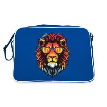 Portrait de tête de lion Cool - Sac Retro - bleu/blanc - Dos