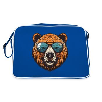 Portrait de tête d’ours Cool - Sac Retro - bleu/blanc - Dos