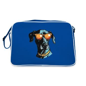 Portrait de tête de chien lévrier Cool - Sac Retro - bleu/blanc - Dos