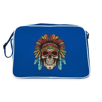 Apache Skull Native American - Retro Bag - blue/white - Back