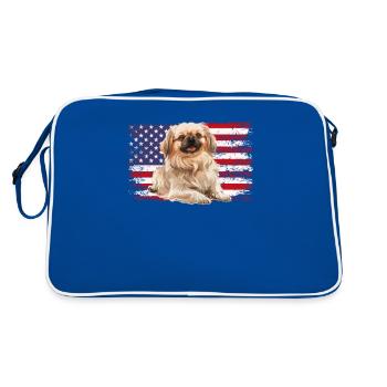 Pekingese American flag - Retro Bag - blue/white - Back