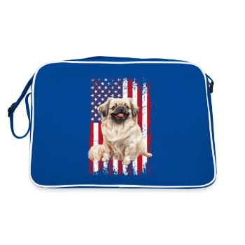 Pekingese American flag - Retro Bag - blue/white - Back