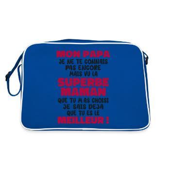 Pregnancy Announcement Gift Future Dad Future Mom - Retro Bag - blue/white - Back