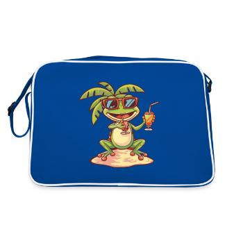 Frog Summer Beach Vacation - Retro Bag - blue/white - Back