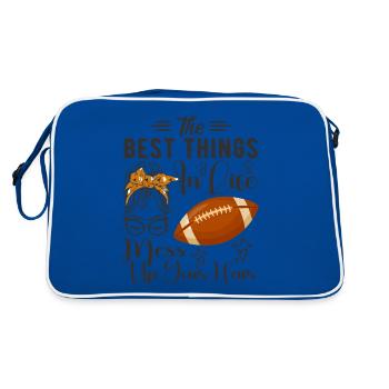 The Best Things In Life Mess Up Your Hair Football - Retro Bag - blue/white - Back