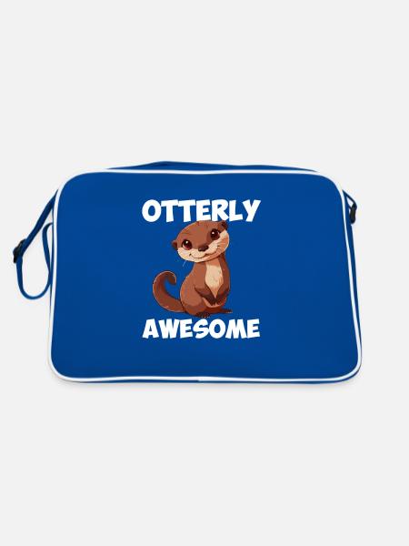 otterly awesome, Otter - Retro Tasche - Blau/Weiß - Hinten