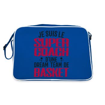 Ich bin der Supertrainer eines Basketball-Dreamteams - Retro Tasche - Blau/Weiß - Hinten