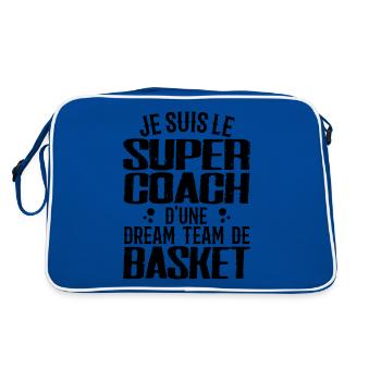 Ich bin der Supertrainer eines Basketball-Dreamteams - Retro Tasche - Blau/Weiß - Hinten