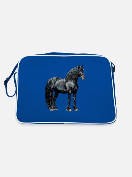 Vintage Friesian horse - Retro Tasche - Blau/Weiß - Hinten