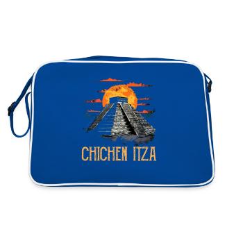 chichen itza mexico - Retro Tasche - Blau/Weiß - Hinten