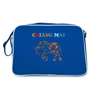 Chiang mai Elephant Thailand - Retro Tasche - Blau/Weiß - Hinten