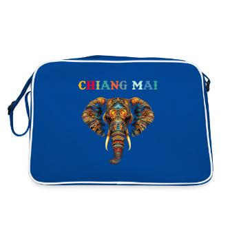 Chiang mai Elephant Thailand - Retro Tasche - Blau/Weiß - Hinten