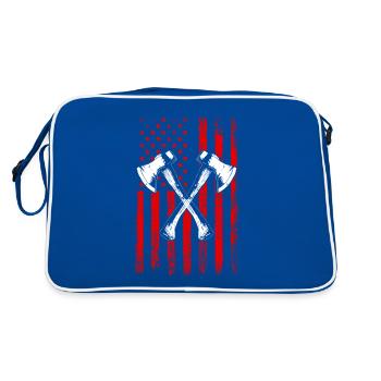 axe throwing american flag - Retro Tasche - Blau/Weiß - Hinten