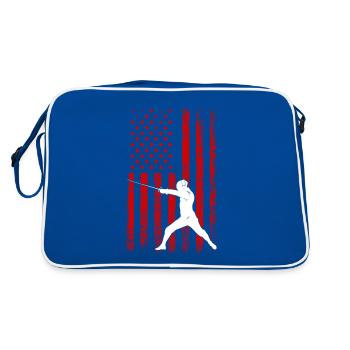 Fencing american flag Combat Fighting, Fencer - Retro Tasche - Blau/Weiß - Hinten