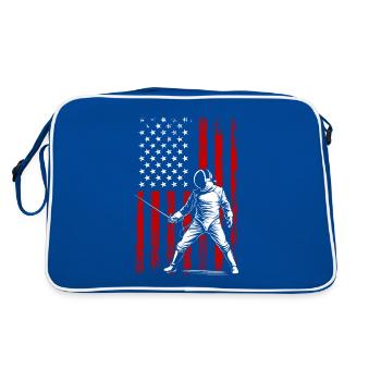 Fencing american flag Combat Fighting, Fencer - Retro Tasche - Blau/Weiß - Hinten