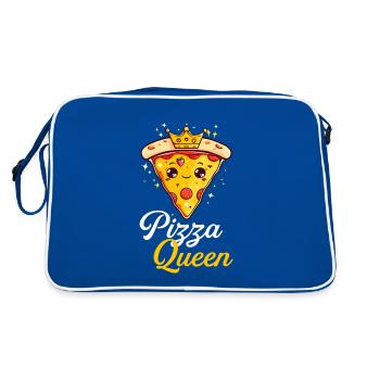 pizza queen, funny pizza lover - Retro Tasche - Blau/Weiß - Hinten
