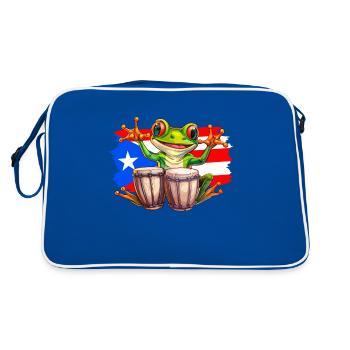 Puerto rican coqui frog taino - Retro Tasche - Blau/Weiß - Hinten