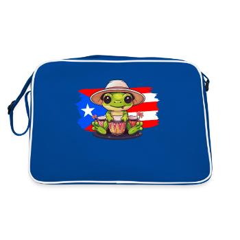 Puerto rican coqui frog taino - Retro Tasche - Blau/Weiß - Hinten
