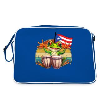 Puerto rican coqui frog taino - Retro Tasche - Blau/Weiß - Hinten