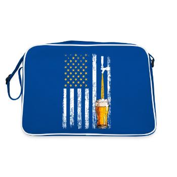 Crafbeer american flag, brewing - Retro Tasche - Blau/Weiß - Hinten