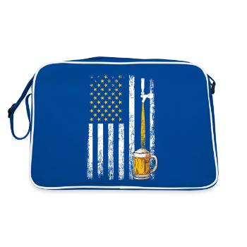 Crafbeer american flag, brewing - Retro Tasche - Blau/Weiß - Hinten